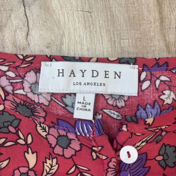 Hayden Women Red Floral Maxi Dress Size L Boho Gypsy Hippie Festival Cottagecore - Picture 6 of 13